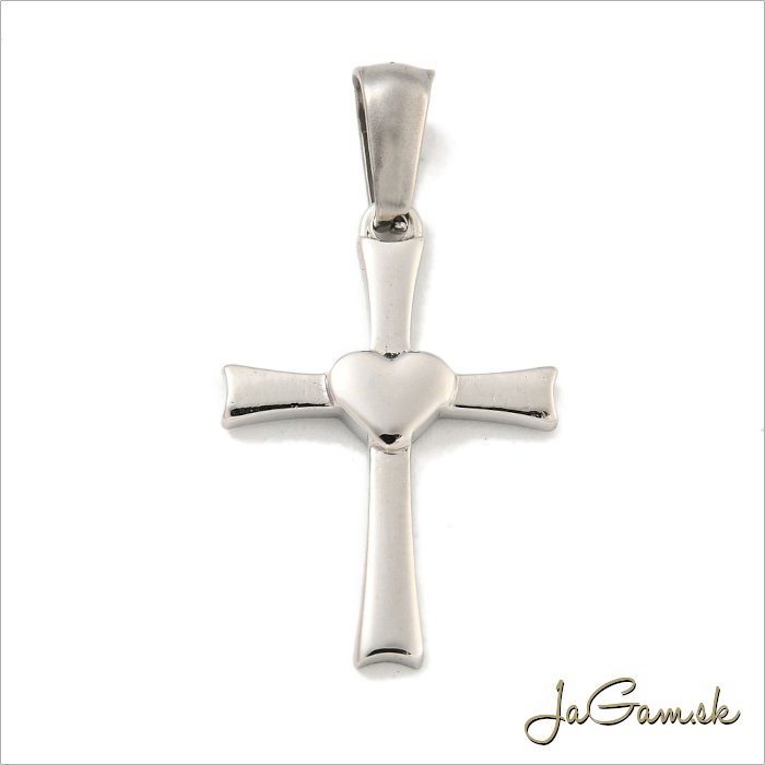 Prívesok krížik 24x16mm CHIRURGICKÁ OCEĽ, 1ks (ch1633)